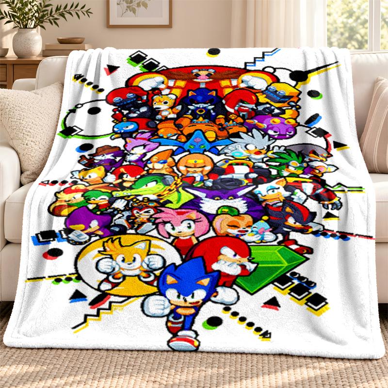 Sonic blanket Flannel Blanket Soft Cozy Plush Throw for Sofa Bed Lightweight Home Decoration Outdoor camping