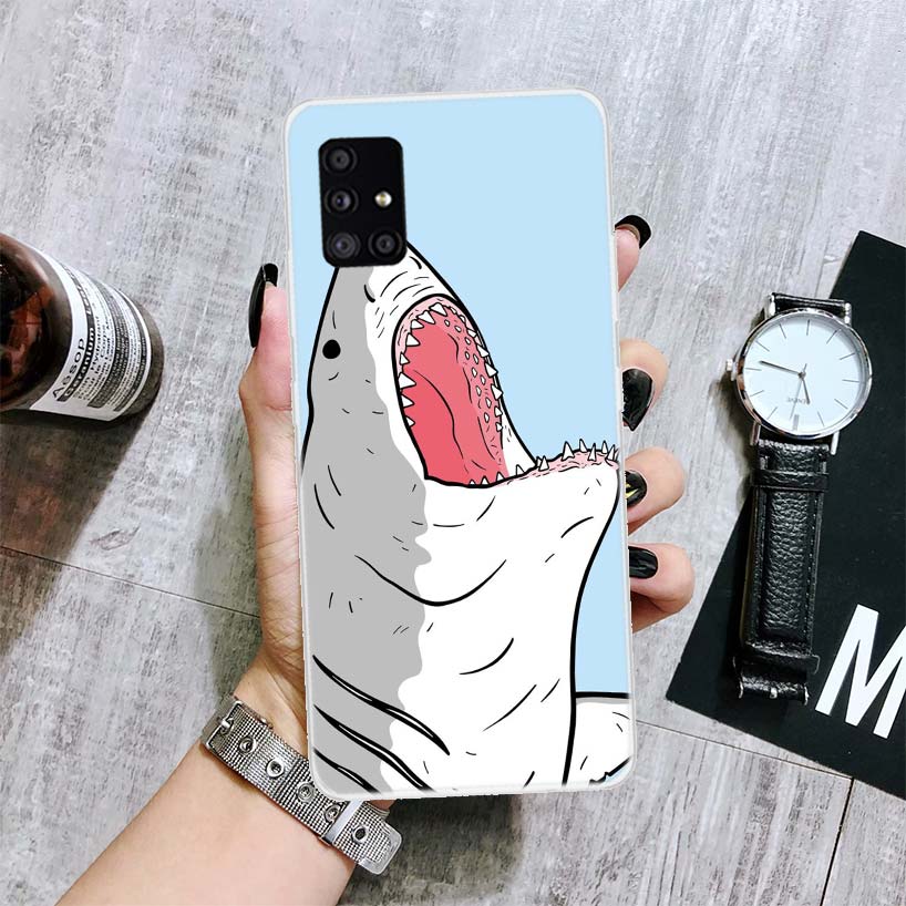Ocean Monster Shark Swimming Phone Case For Samsung Galaxy A52 A32 A22 A12 A02S A50S A30S A51 A31 AA71 Note 20 Ultra 10 S10 Plus