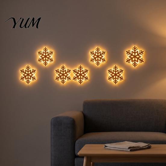 Christmas Indoor Lighted Decor 7Pcs Glowing Wooden Wall Silhouette Lights, LED Xmas Decor, Reindeer Holiday Decorations Santa Tree Gingerbread