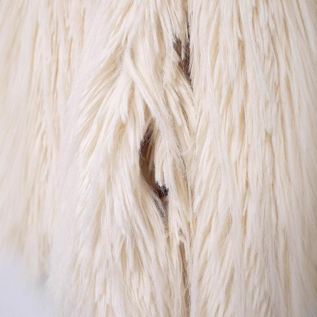 European and American Style Women's Faux Fur Long Sleeve Coat