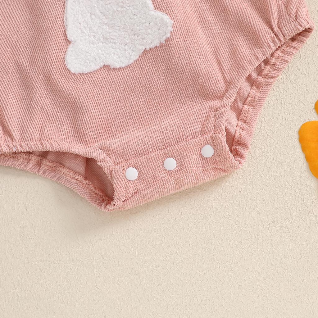 Детский пасхальный наряд для девочки, комбинезон с рукавами-кроликами и мушками, однотонный комплект из 2 предметов для весны