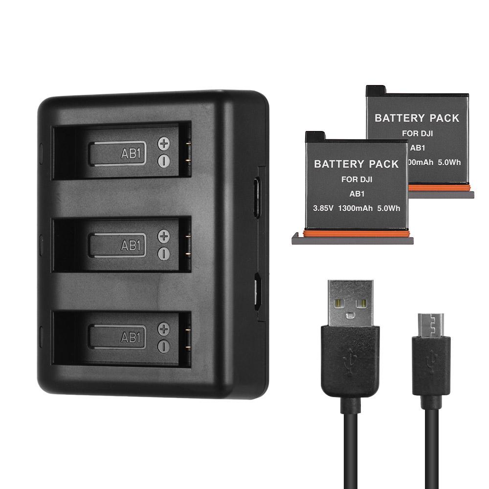 Charging Kit Triple Channel Charger with 2pcs 1300mAh Rechargeable Li-ion Batteries USB Charging