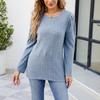 Women's Round Neck Puff Sleeves Solid Color Top Long Sleeve T-Shirt