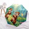 Squirrel Friends Butterfly Automatic Opening and Closing Umbrella, Compact Travel Umbrella, Lightweight and Portable, Suitable for Beach Com