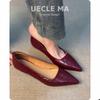 Sheepskin Version~ Leather French Single Shoes Women's Pointed Spring New Beautiful Small Slope Heel Workplace Shoes