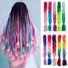 Synthetic Rainbow Color Jumbo Braid Hair Extensions 24 Inches High Temperature Fiber Extensions For DIY Crochet Hair Braids