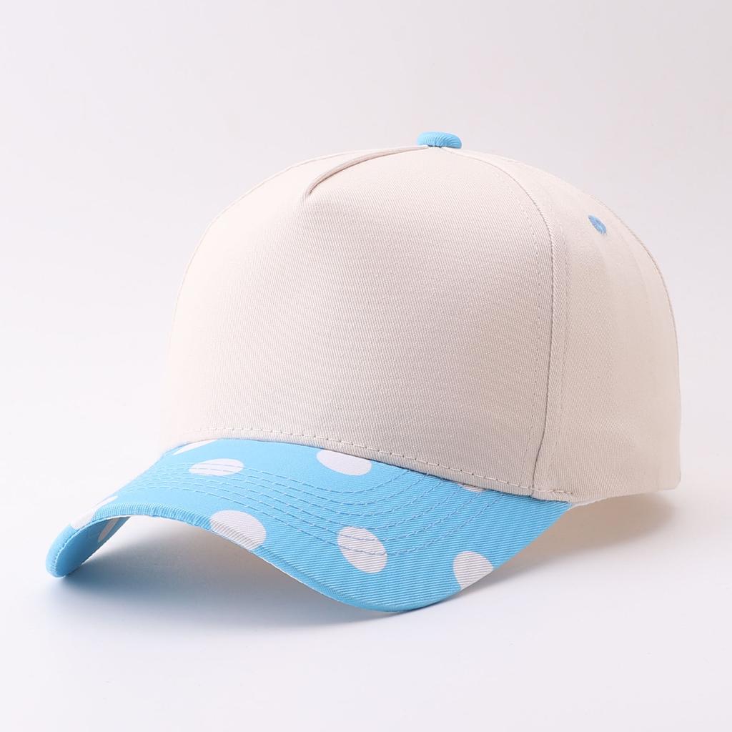 Five-piece polka dot contrasting baseball cap, Japanese and Korean fresh striped curved brim cap, spot.