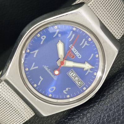 ВИНТАЖНЫЕ МУЖСКИЕ ЧАСЫ SEIKO 5 AUTOMATIC 6309A ЯПОНИЯ С АРАБСКИМ СИНИМ ЦИФЕРБЛАТОМ a702658-1