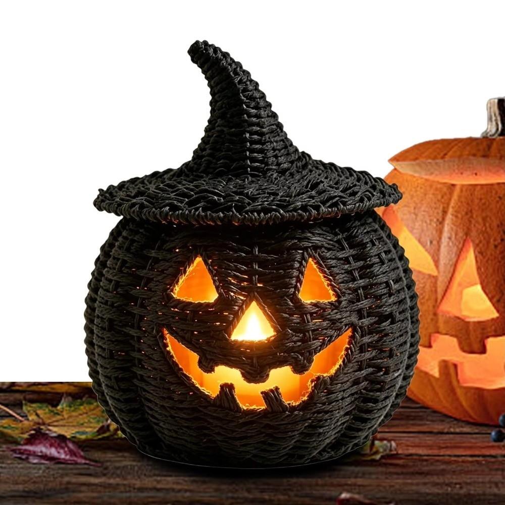 Handcrafted Witch Hat Halloween Woven Seagrass Pumpkin Candy Storage Basket  Halloween Decoration