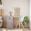 VidaXL Dressing Table with LED Lights, Makeup Table with Mirror and Drawer, Cosmetic Table with Compartment, Furniture 834976