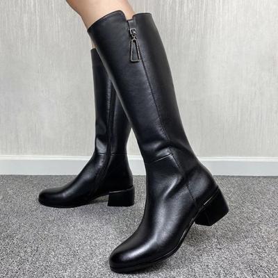 Зимние женские сапоги 2024 года, новые модные женские сапоги до колена, модные водонепроницаемые туфли на высоком каблуке, удобные длинные сапоги на толстом каблуке