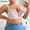 Big Breast European Size Underwear Women's Hollow Lace Gathered Thin Bottom Cup PlusSize Steel Ring Bra DE
