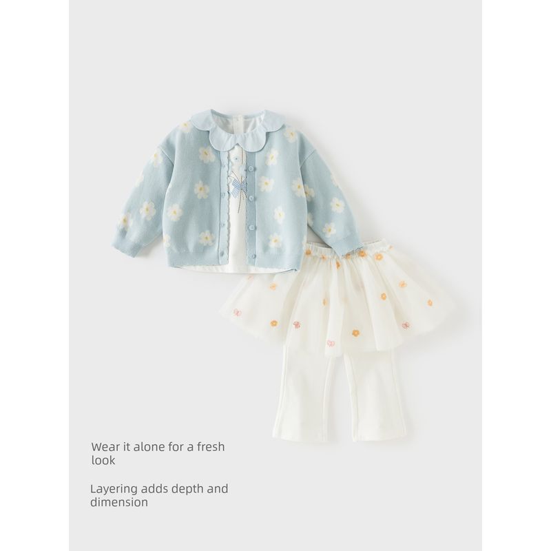David Bella Girls' Pure Cotton Long-Sleeved T-Shirt Baby Class a Base Shirt 2026 Spring New Style Kidsren's Stylish Top