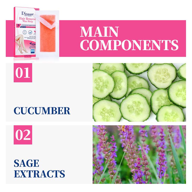 Disaar 20 полосок/набор. Изысканная восковая полоска для депиляции девушек. Отшелушивающая и гладкая кожа. Вощеная бумага для депиляции. Без жестокости. Бумага для вощения ног и тела.