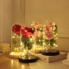 Glass Cover Immortal Rose Flower Ornaments LED Luminous Artificial Flower Creative Christmas Valentine's Day Gift