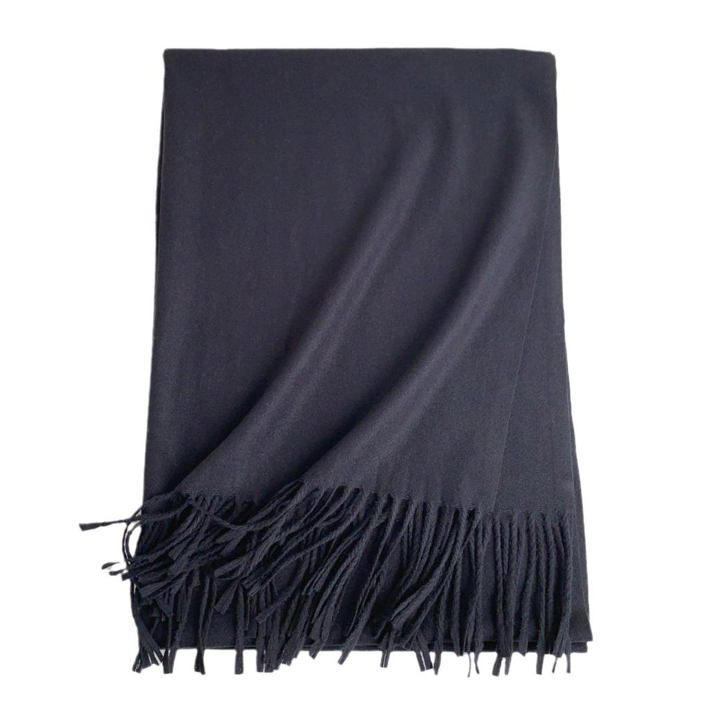 Роскошный шарф из имитации кашемира с кисточками, однотонный красный для женщин - корейский стиль, зимний универсальный, элегантный