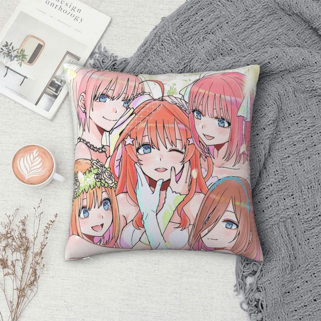 Аниме Квинтэссенциальные квинтюплеты Квадратная наволочка Чехол для подушки Декор для подушки Комфортная декоративная подушка для дома Спальни