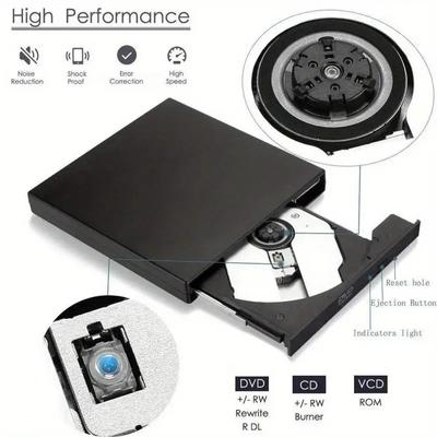 Внешний привод CD DVD, USB 2.0 тонкий защищенный внешний привод CD-RW пишущий проигрыватель DVD-ROM для ноутбуков настольных ПК