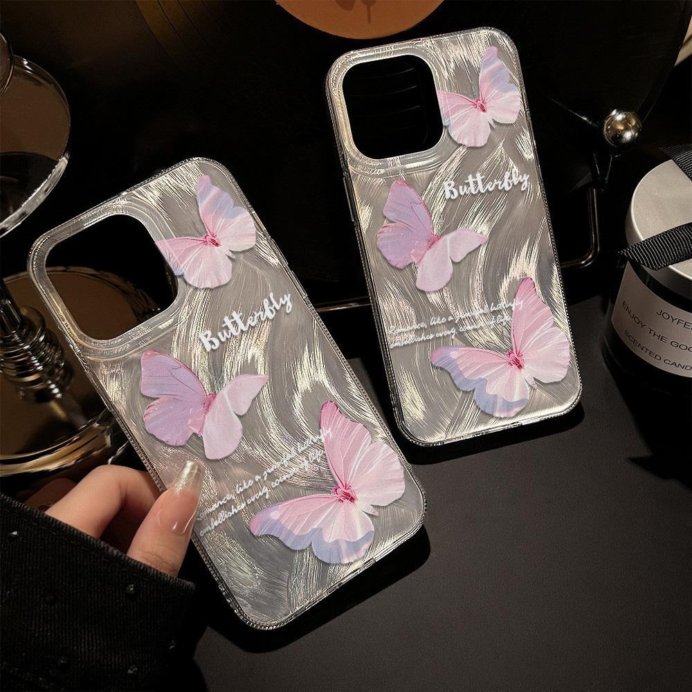 Feather Luster Phone Case for Samsung A53 A14 A33 A12 A32 S24 S23 Plus S20 S21 FE for iPhone 17 15 16 13 Pro 17 16 Pro Max Butterfly Bow Phone Case
