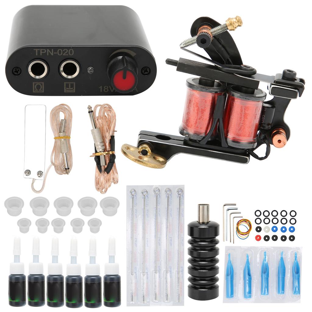 Complete Tattoo Machine Set Tattoo Coil Machine Black Tattoo Power Supply Professional Tattoo