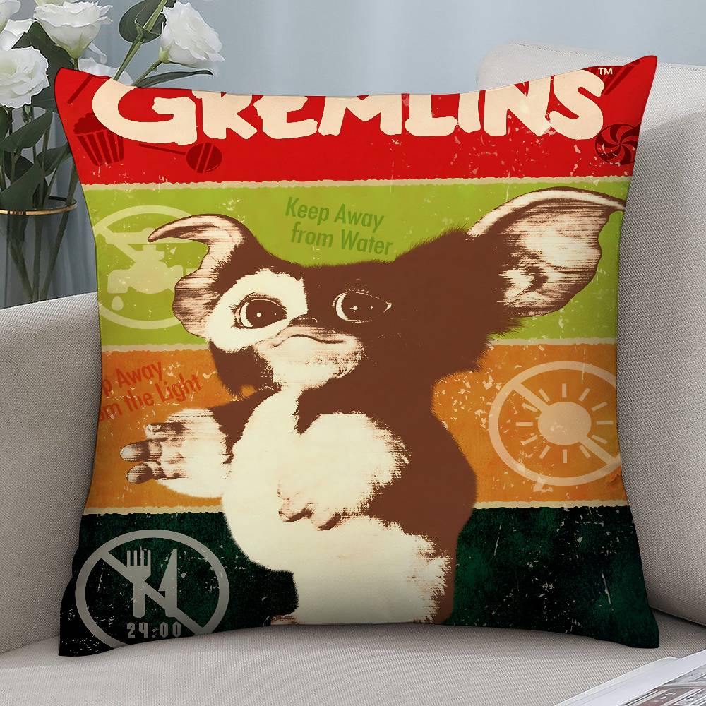 Cute GGremlins Pillow Case Short plush Doublesided Print Square Throw Pillow Covers Sofa Home Cushion Decor
