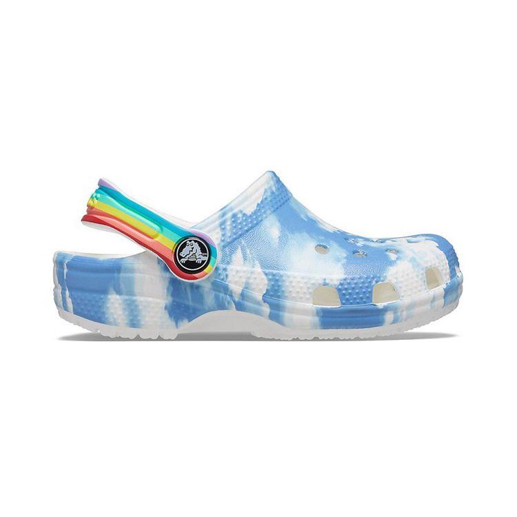 Crocs Уличные пляжные клоги спортивные сандалии тай-дай детские сандалии бело-голубые 206818-100