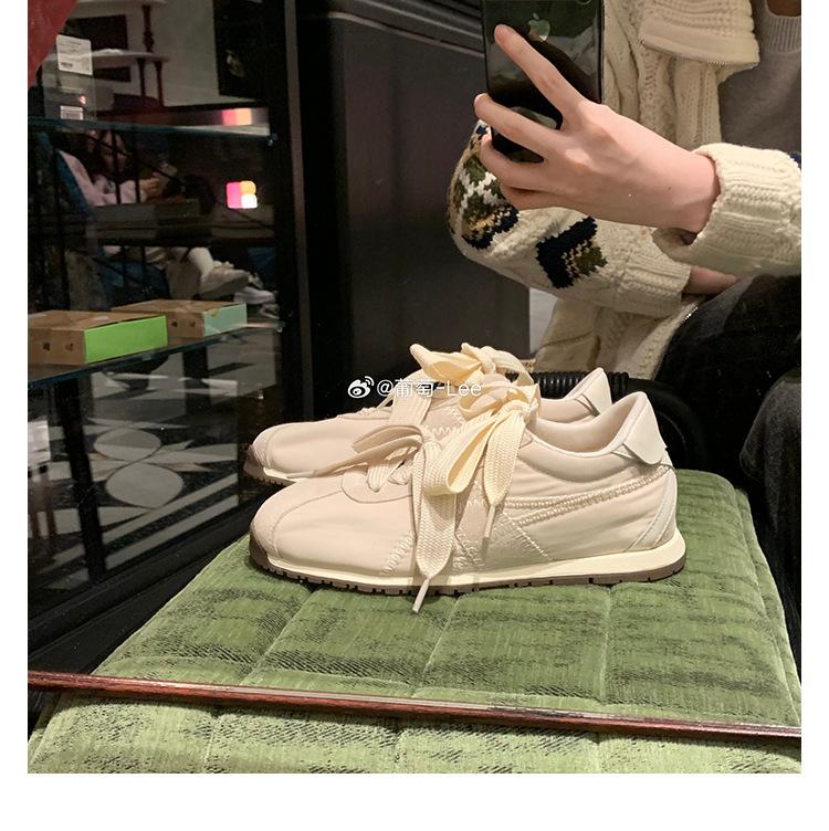 Версия из коровьей кожи виноградной матери, такие же модные кроссовки с круглым носком и контрастными цветами в стиле Forrest Gump для женщин от корейского блогера