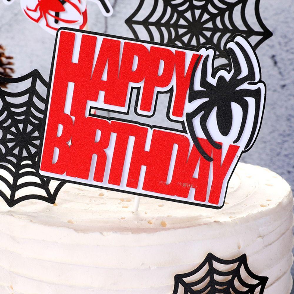 Spider Spider Web Cake Toppers Paper Happy Birthday Decoration Home Decoration