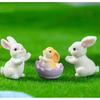 Миниатюрные безделушки в виде пасхальных яиц, смола, мультяшная статуэтка кролика, мини-фигурка пасхального кролика, подарок
