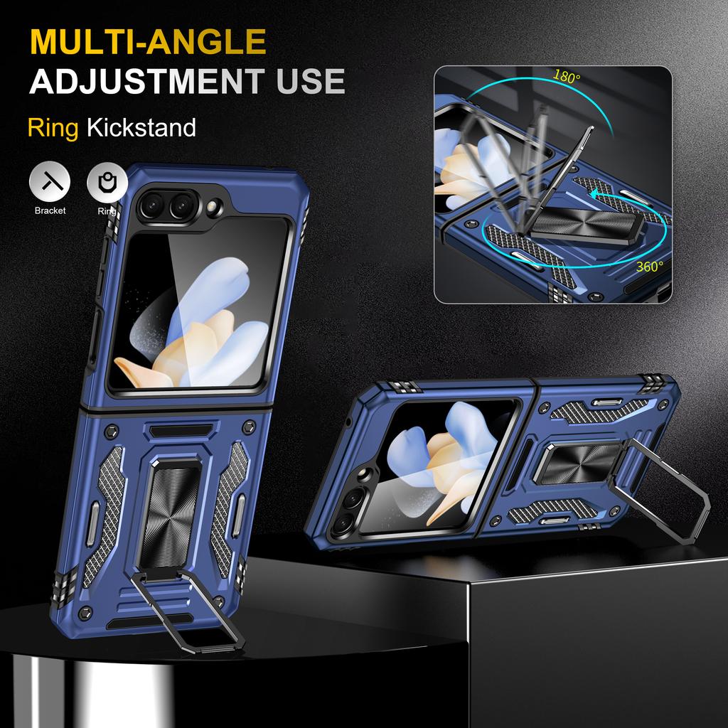 Серия Armor Чехол для Samsung Galaxy Z Flip6 5G Чехол Кольцо-подставка ПК+ТПУ Чехол для телефона