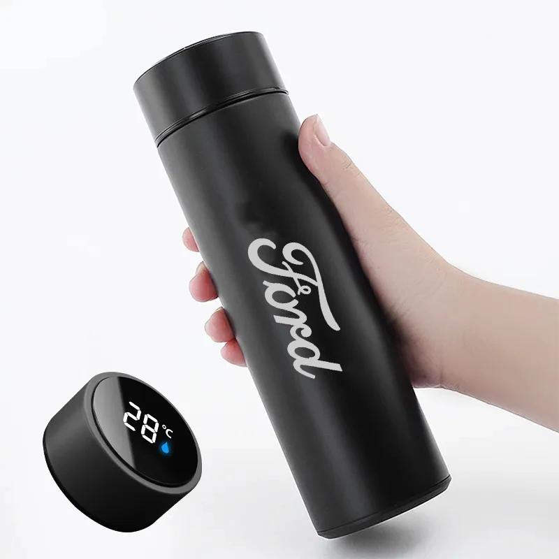 ZOZU8 For Ford Focus Fiesta Fusion Explorer Edge Kuga Mondeo Ecosport Ranger Car 500ml Intelligent Temperature Display Insulating Cup