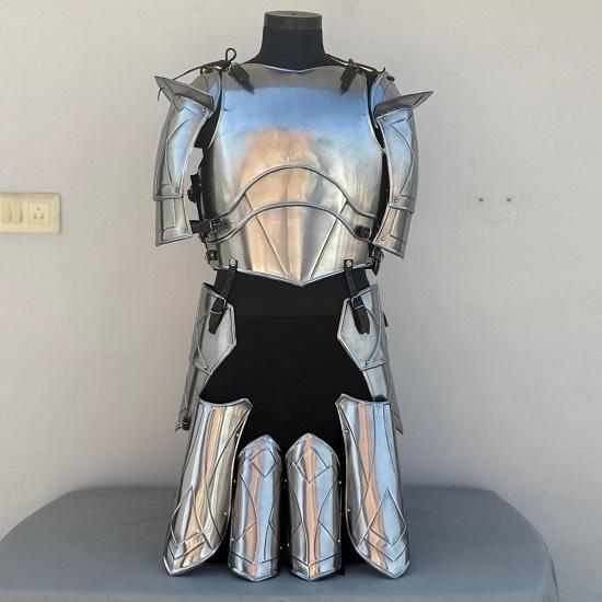 Medieval Knight Lady Half Body Armor Female Cuirass With Tassets Women's Pauldrons, Bracers, Leg Greaves Armor Suit Cosplay  Roleplay