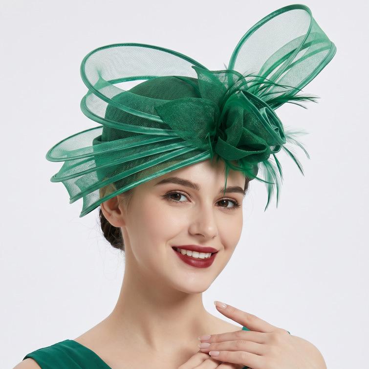 Exaggerated mesh hemp top hat bridal headgear socialite family party hair accessories wedding catwalk top hat