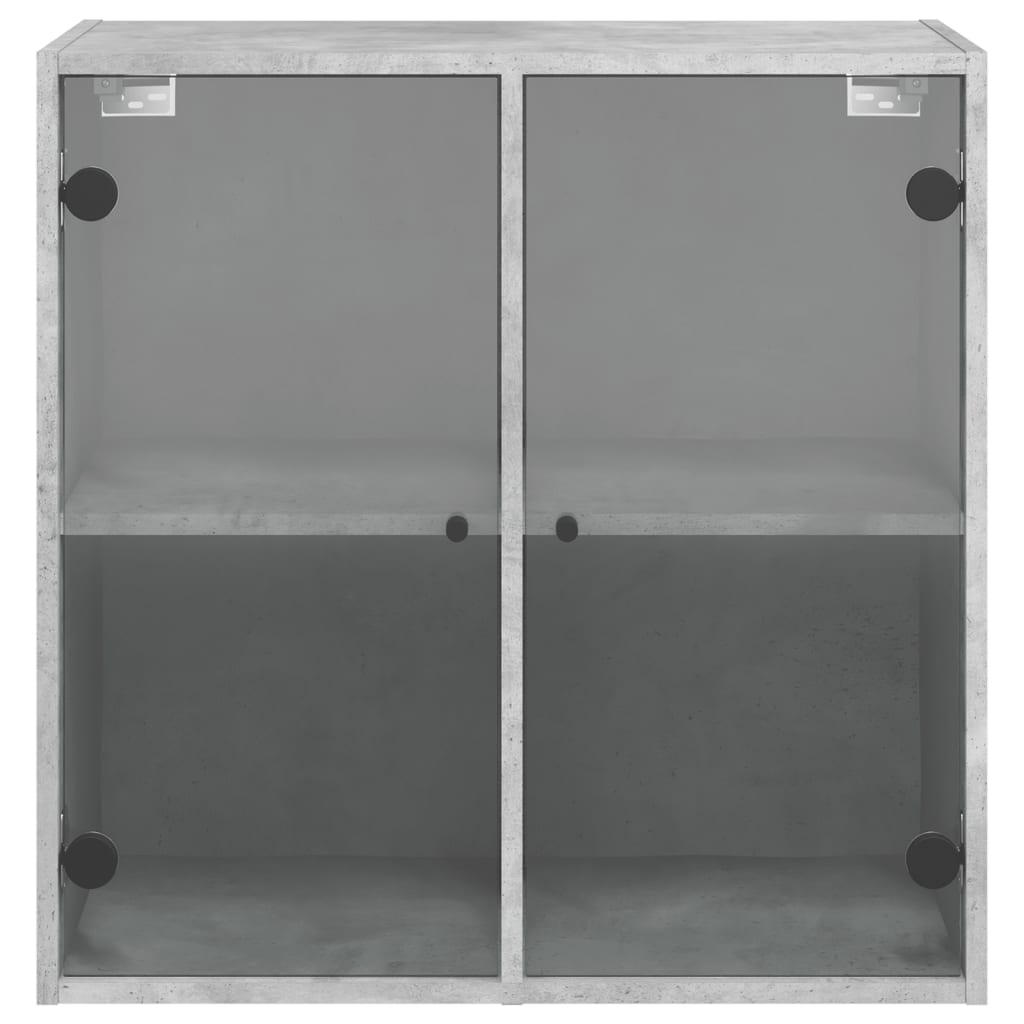 Vidaxl Szafka Wisząca, Szklane Drzwi, Szarość Betonu, 68X37X68,5 Cm