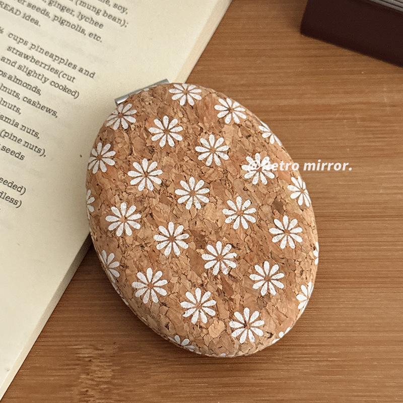 Vintage Style Folding Dual-Sided Compact Mirror, Portable Creative Minimalist Makeup Mirror for Women