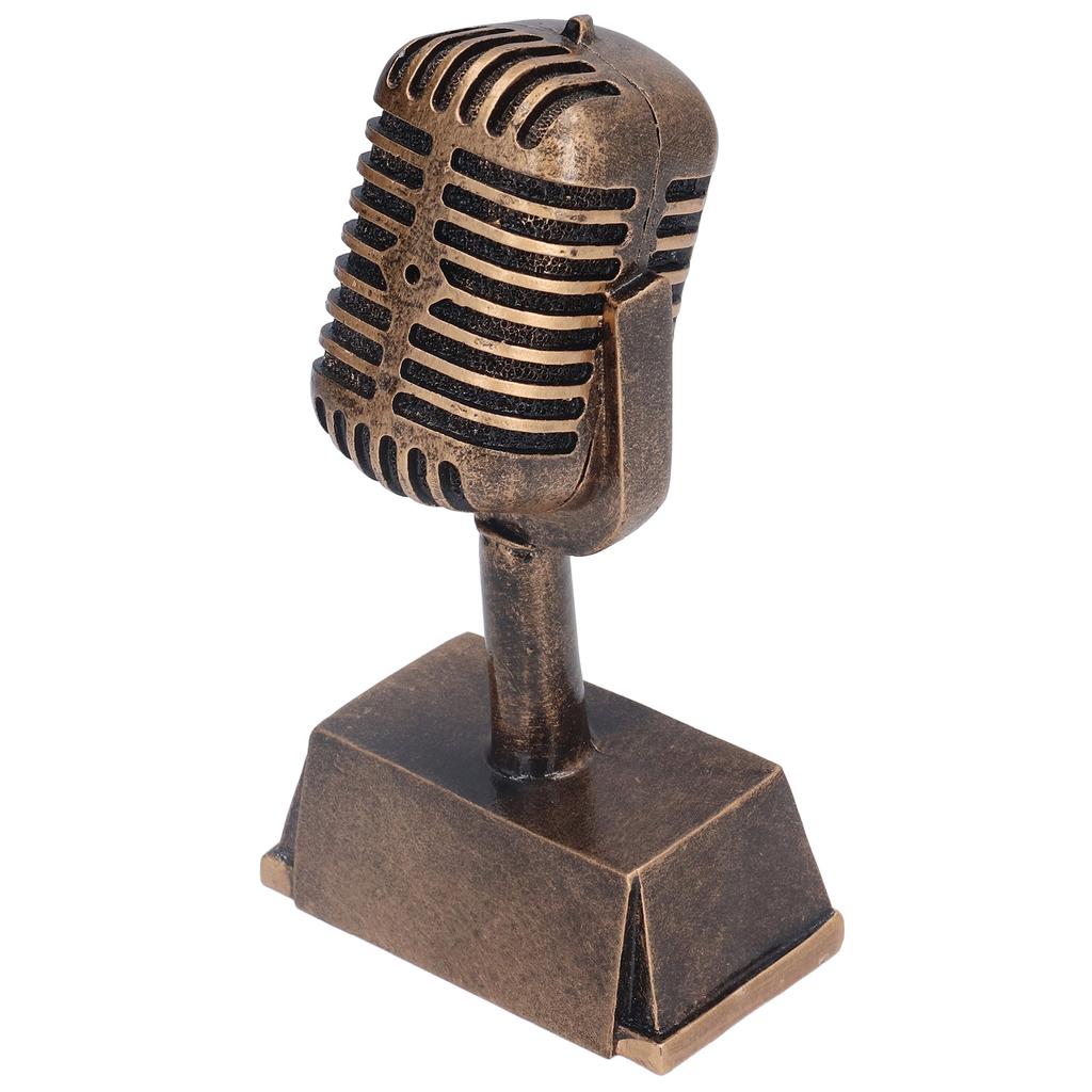Music Award Trophy Synthetic Resin Decorative Microphone Tabletop Ornament for Home Singing Competition