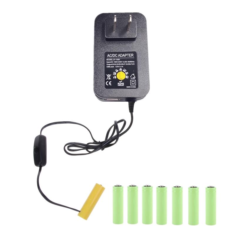 Регулируемый AC-DC адаптер питания 3V-12V с USB-выходом, замена для батареек AA, заменяет 2-8 шт. батареек AA