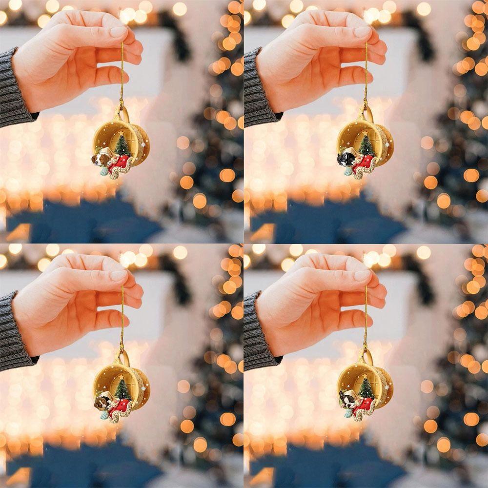 2 Pcs New House Decor Pendant Mreey Christmas Hanging Basket Dachshund Pendant Christmas Decoration