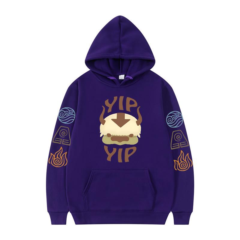 Толстовка с капюшоном «Аватар: Легенда об Аанге» для мужчин и женщин, пара Аппа Иип Буквы Печатный Матовый Аниме Спортивный Топ