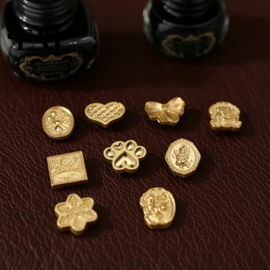 Journaling Collage Stamp 10Pcs Wax Seal Heads Set, Vintage Classic Embossed Sealing Wedding Invitation for Envelopes Party Invitations Gift