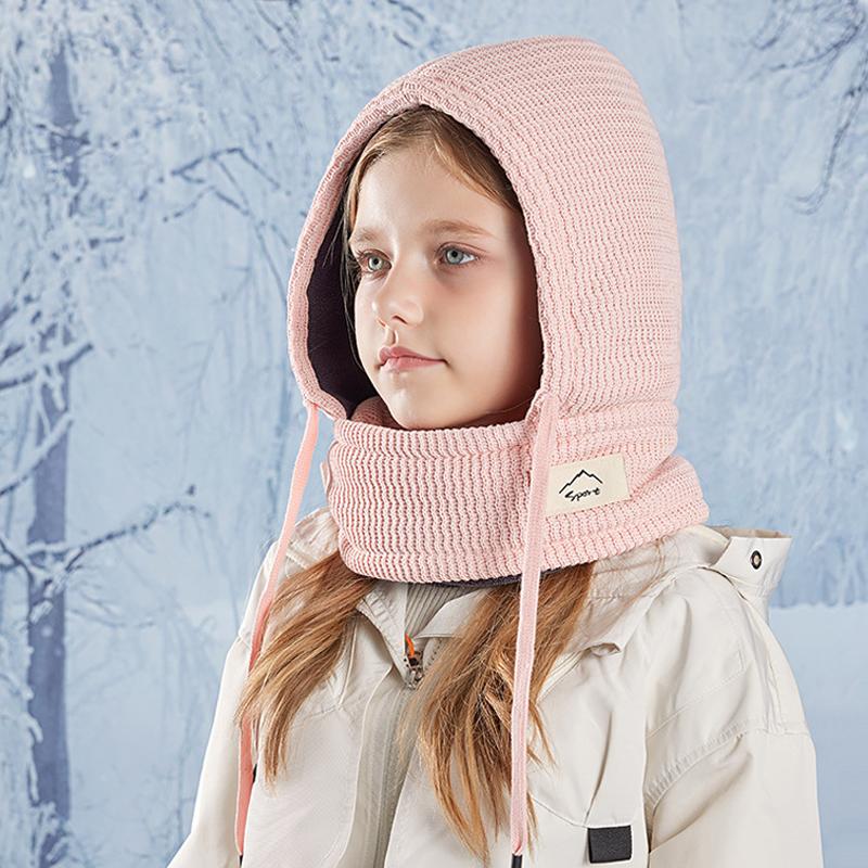 Детская шапка-маска, шарф, интегрированная шапка, зимняя, для мальчиков и девочек, утепленная, для защиты ушей, бархатная шапка-ушанка
