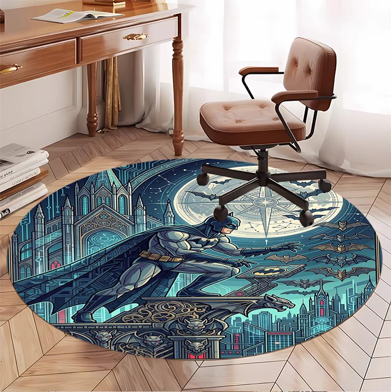 Batman Pattern Round Rug, Indoor/Outdoor Mat, for Picnic, Gameroom, Bedroom, Office, Living Room, Home Decor Carpet, Birthday Gift