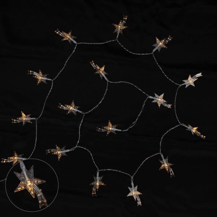 Guirlande de Noël LED extérieure étoiles filantes PVC - 5 m - Blanc chaud - Electrique