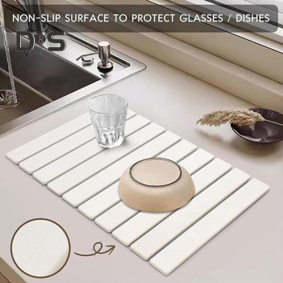 Коврик для сушки кухонной столешницы, быстросохнущий, водопоглощающий коврик из диатомита, складная тарелка, миска, держатель для бутылок, стаканов, коврик из диатомита