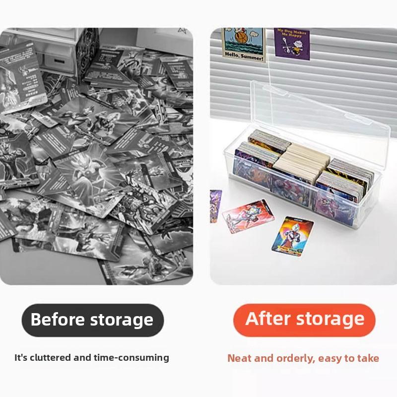Прозрачный пластиковый ящик-органайзер с отделениями вмещает 550+ игровых карт, коробка для хранения с регулируемым разделителем для карт