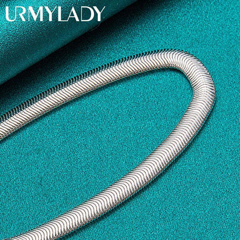 Браслет-цепочка из стерлингового серебра 925 пробы 6 мм с плоской змеей для женщин и мужчин, очаровательные модные украшения MB080