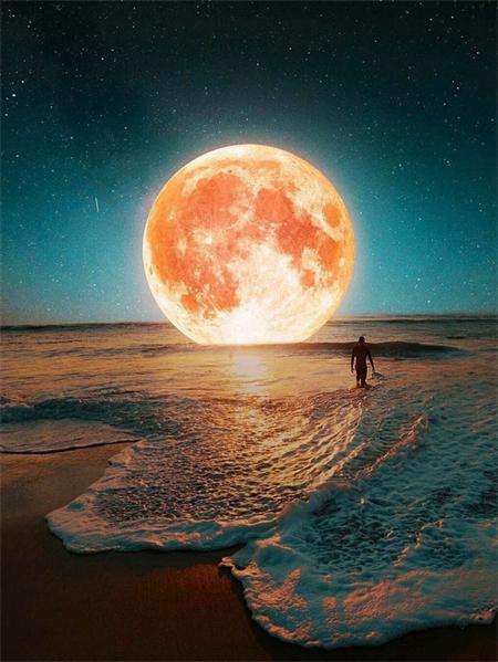 Diamond Painting New Moon Landscape Full Square Round Mosaic Embroidery Night Natural Scenery Home Decor