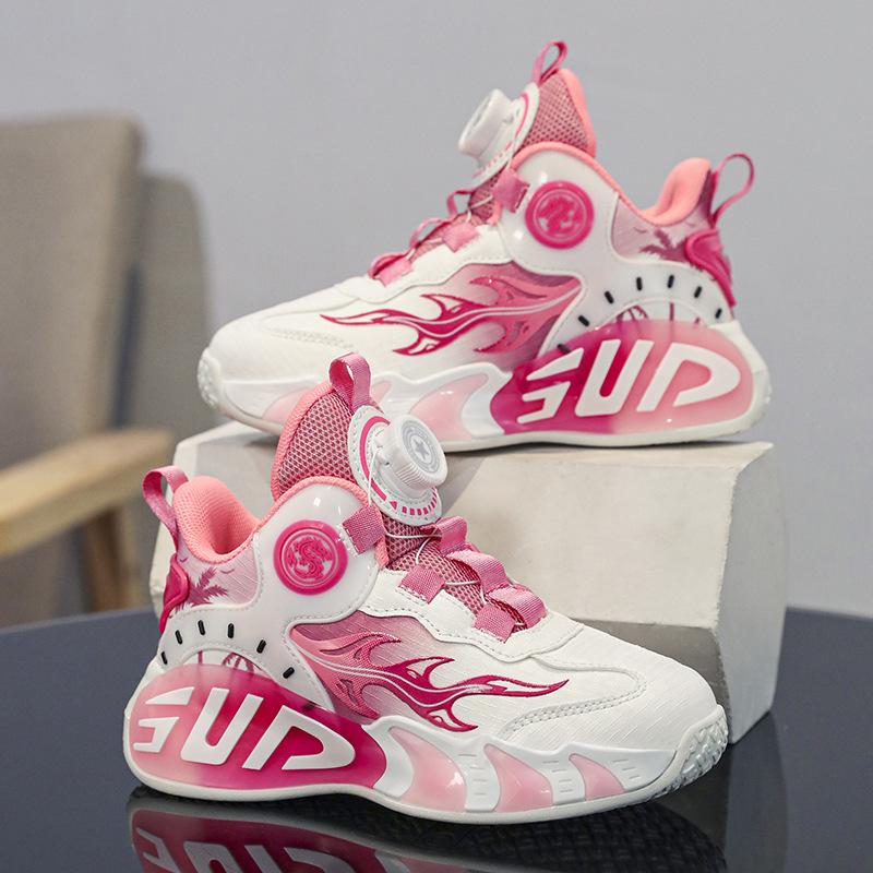 Детские баскетбольные кроссовки на кнопках, кроссовки с фрикционным звуком, весенне-осенние, с кожаным верхом, тренировочная обувь для мальчиков и девочек, новые кроссовки для бега