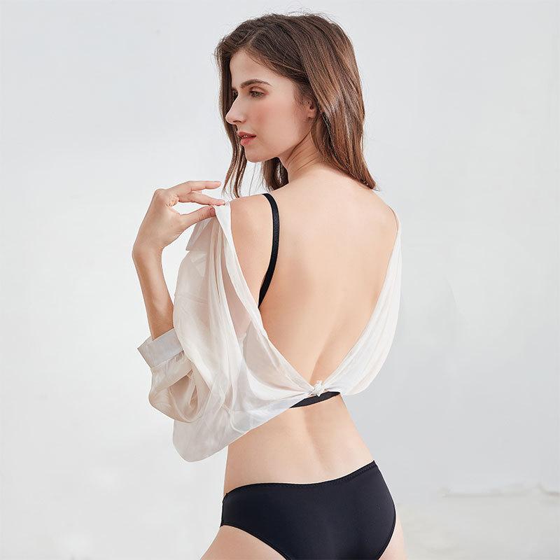 Push Up Bra Backless Women Bras Low Cut Sexy Plunge Brassiere Open Back Wedding Underwear Invisible Seamless Deep U Lingerie