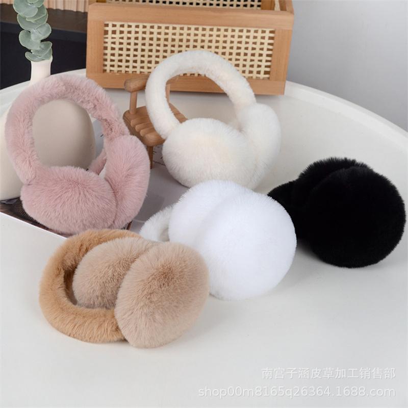 1pc Solid Color Soft Plush Ear Warmer Winter Warm Earmuffs Fashion Ear Cover Outdoor Cold Protection Ear-Muffs Folding Earflap